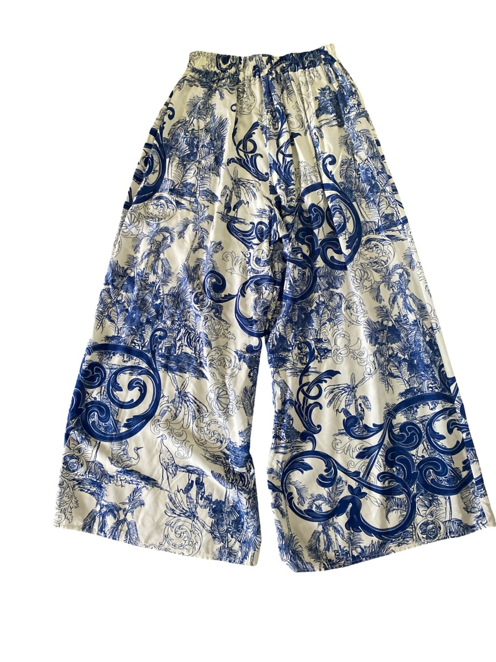 Scandal Italy Blue and White Wide Leg Printed Palazzo Pants-S viscose - Picture 4 of 5